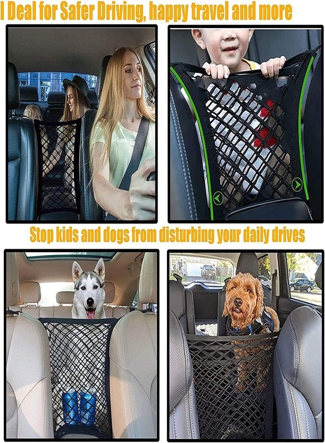 TAPUJI car mesh Organizer car mid net Between car Front Seats car Storage Accessories Interior car seat net Holder Barrier of Backseat Pet Kids,Cargo Tissue Purse Holder,Driver Storage Netting Pouch - Image 5